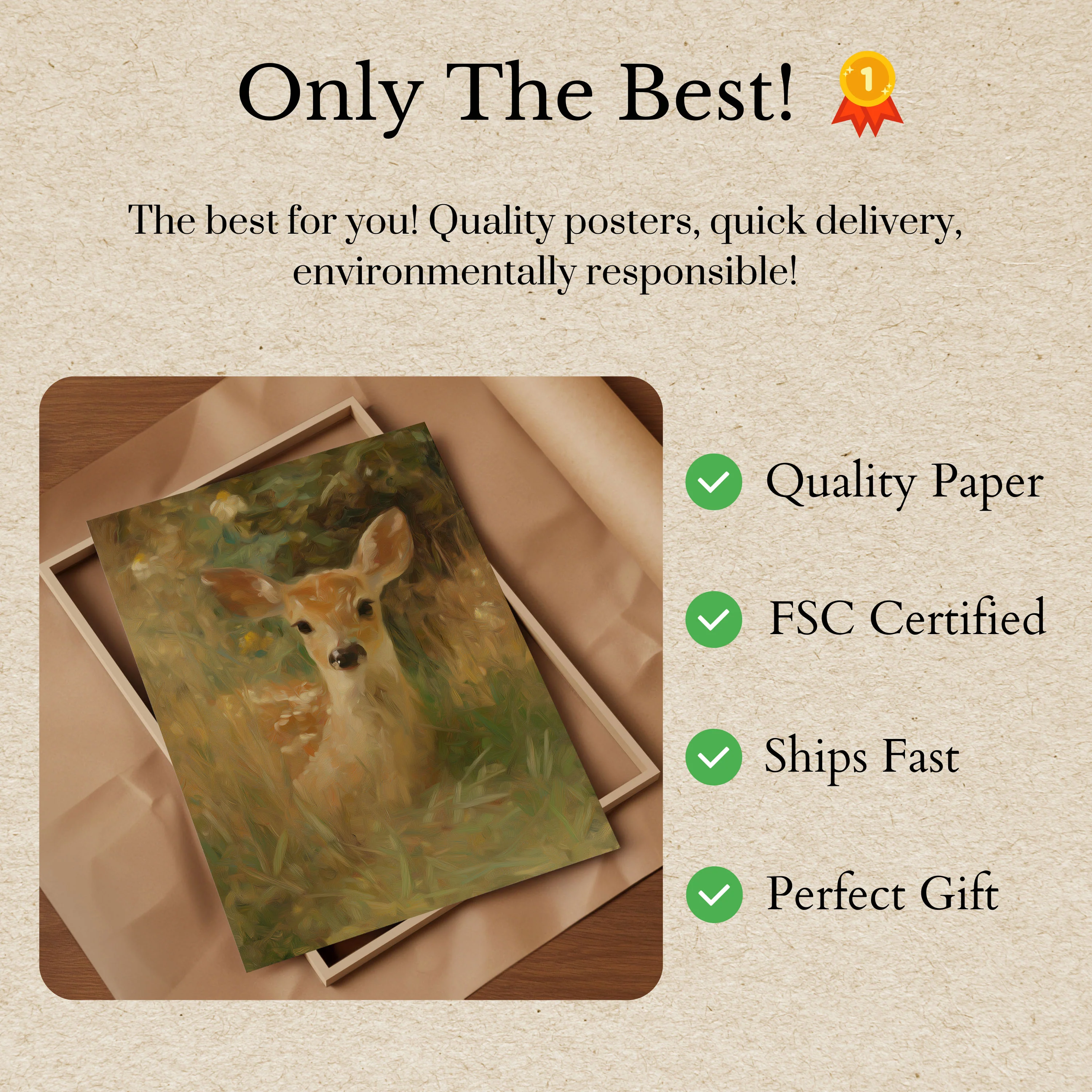 Young Deer in Meadow Poster - Image 3