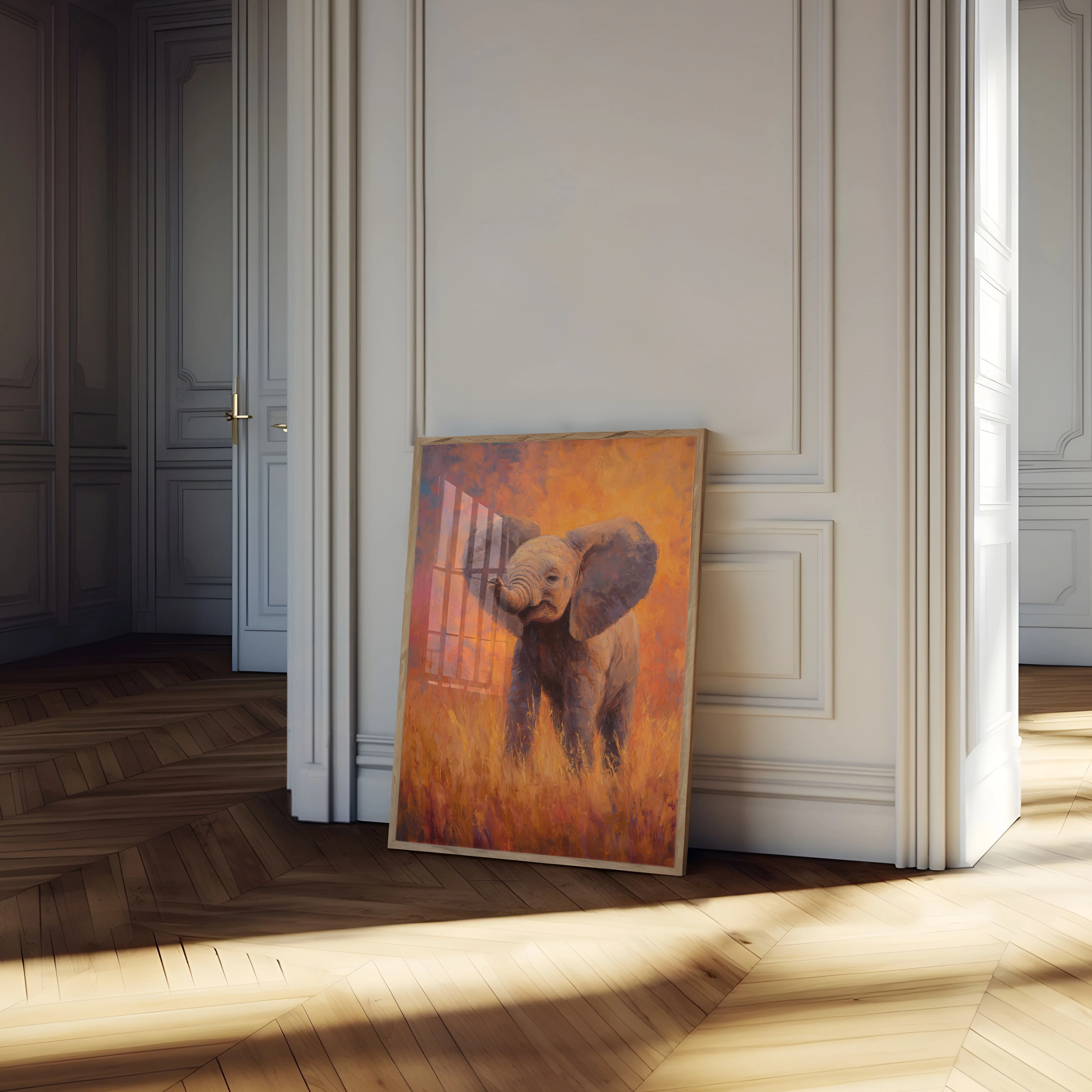 Young Elephant in Golden Light Poster - Image 4