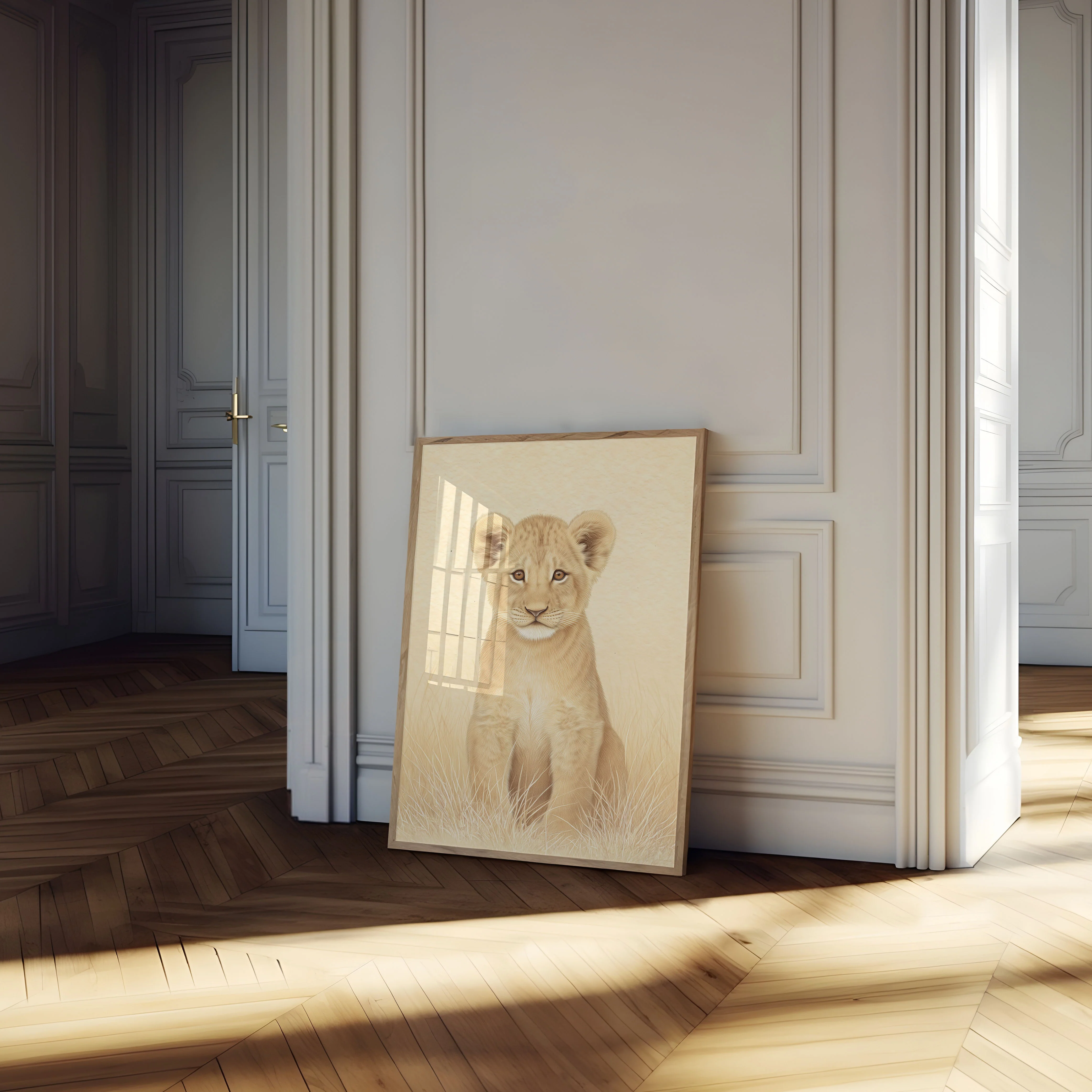 Young Lion Cub Portrait Poster - Image 4