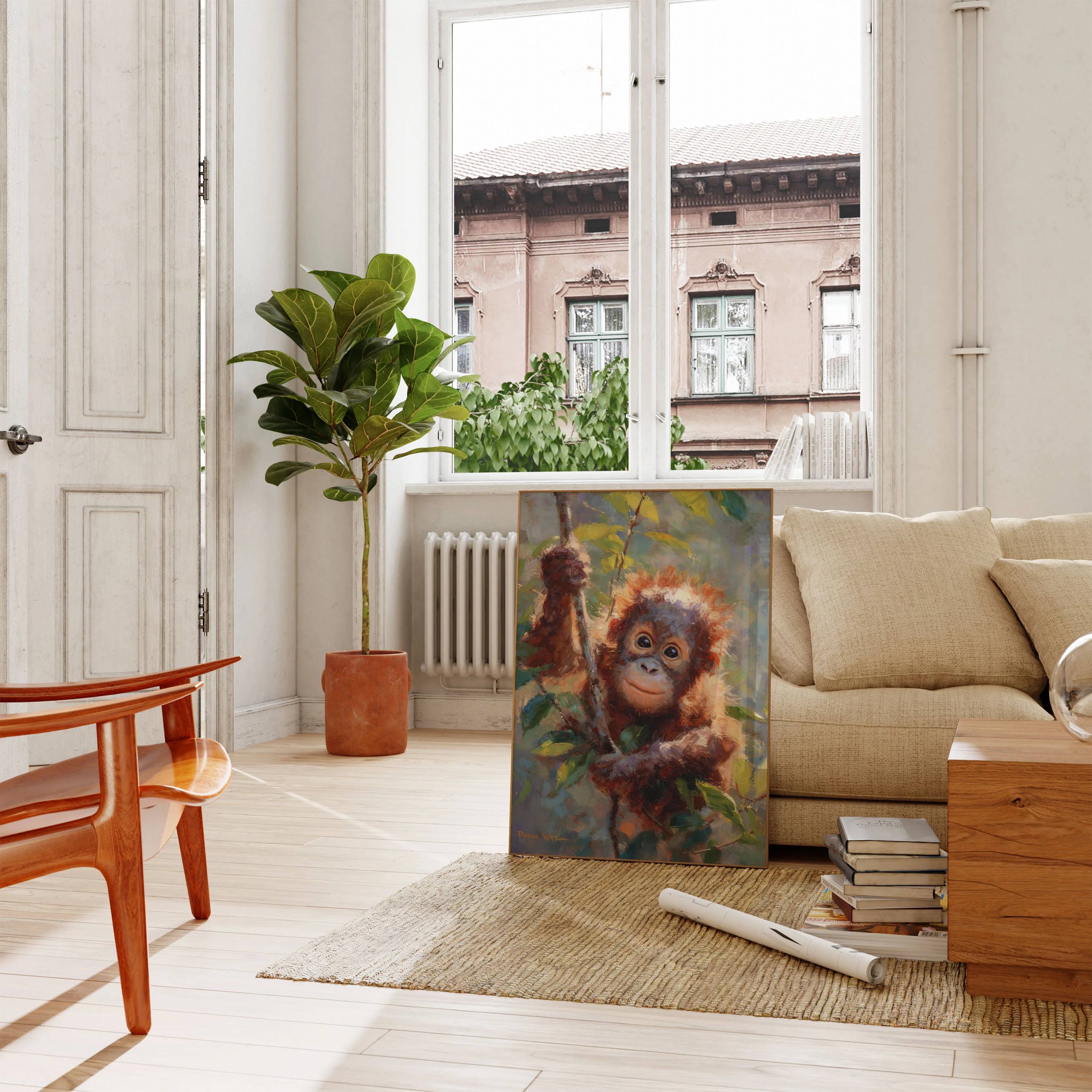 Young Orangutan in Jungle Poster - Image 2