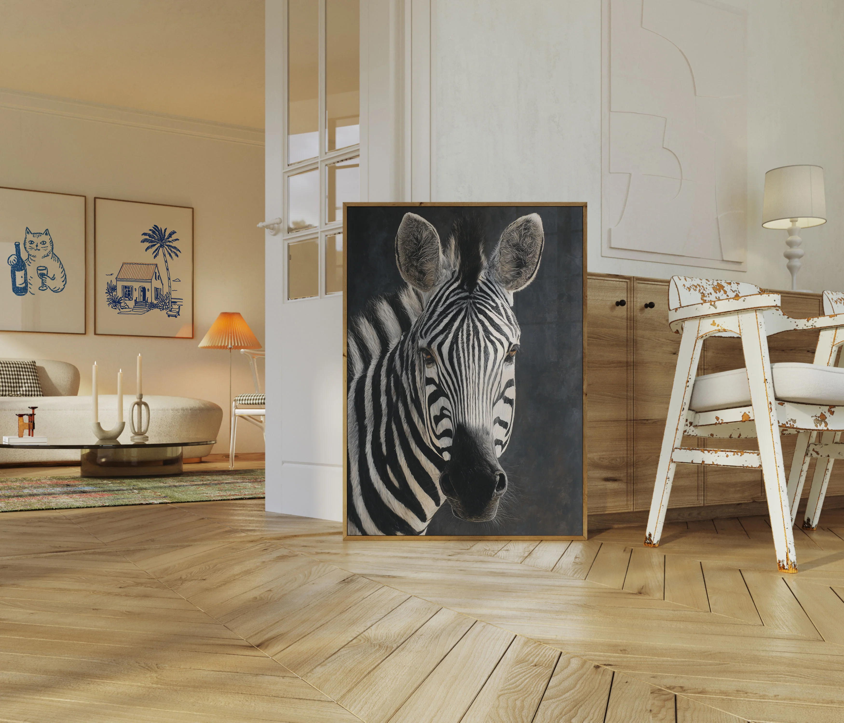 Zebra Black and White Portrait Poster - Image 5