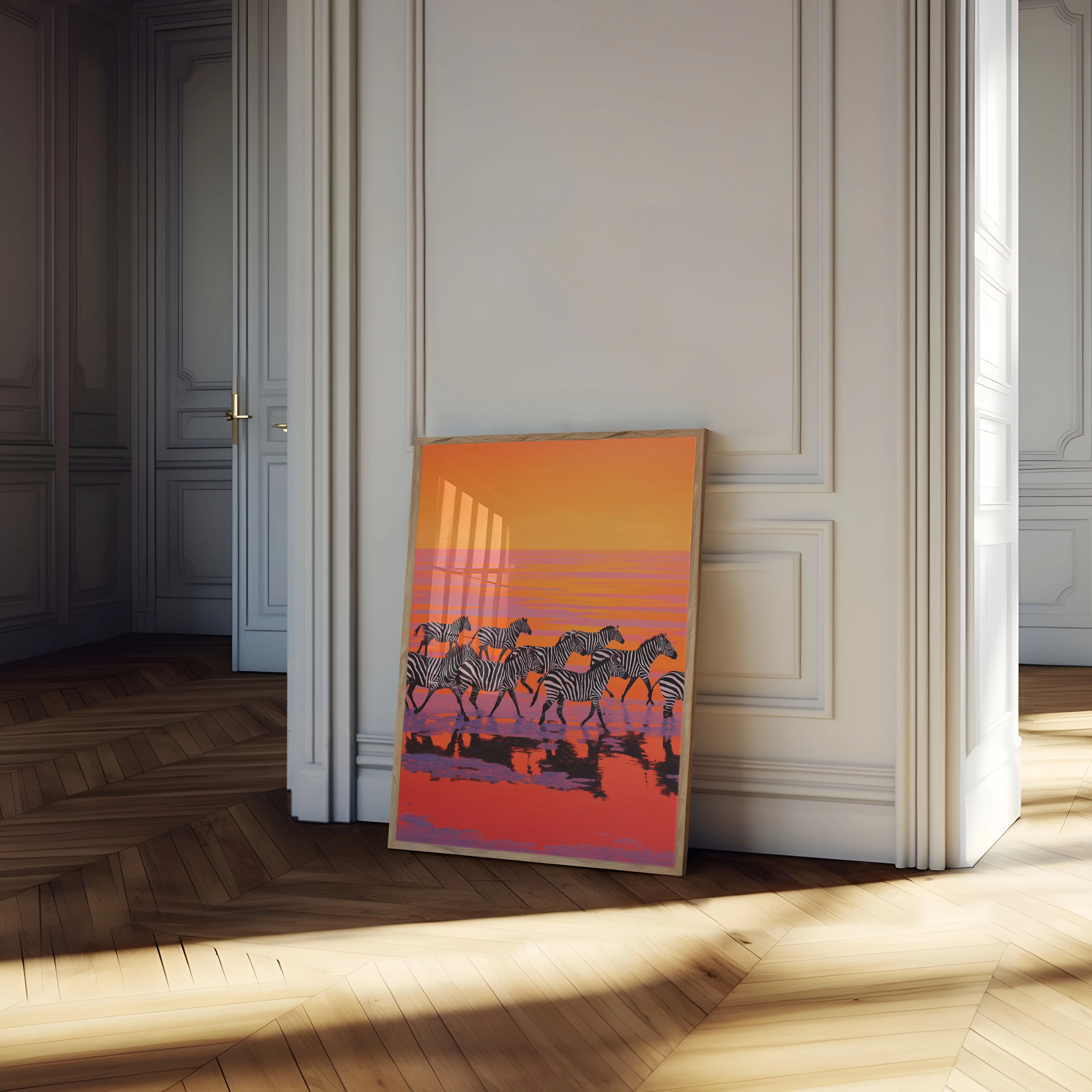 Zebra Herd at Sunset Poster - Image 4