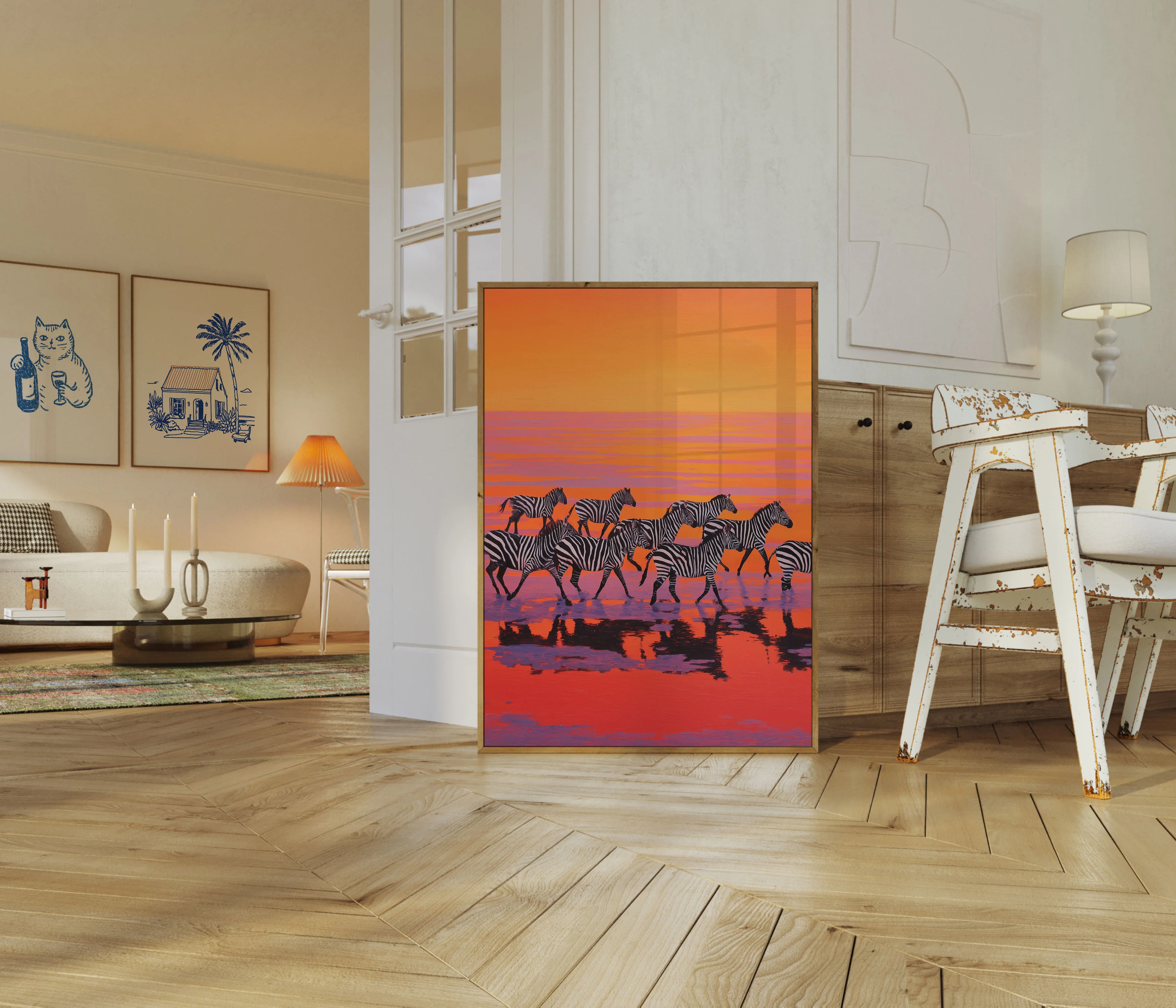 Zebra Herd at Sunset Poster - Image 5