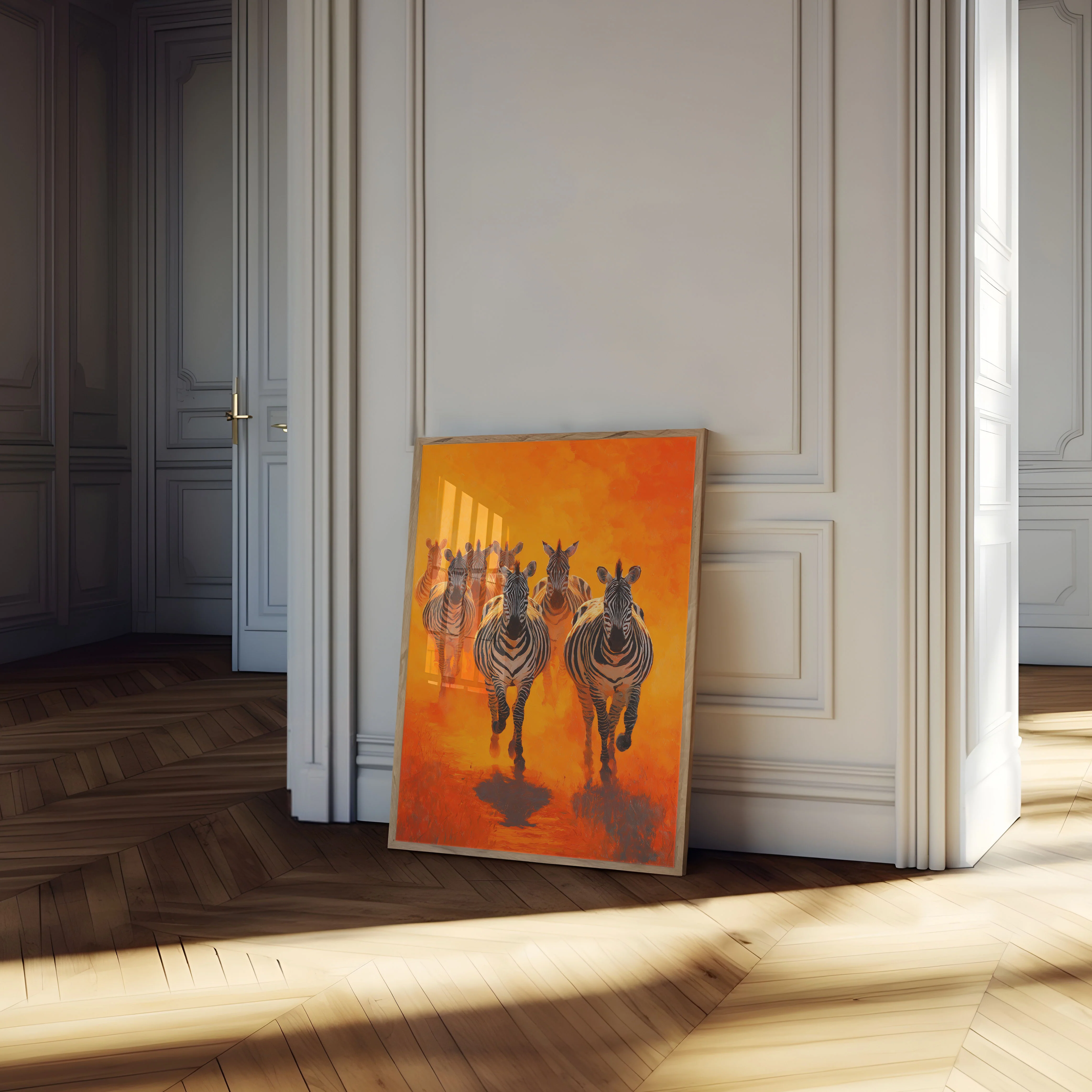 Zebra Herd Running Sunset Poster - Image 4