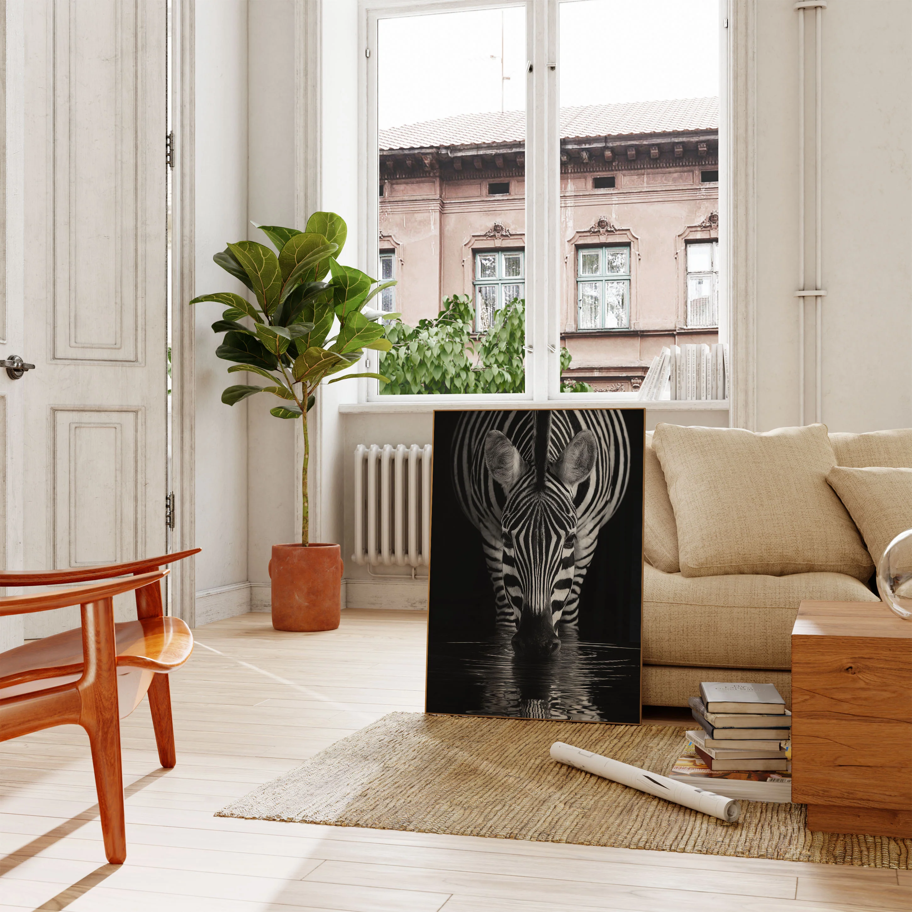 Zebra Reflection Water Poster - Image 2