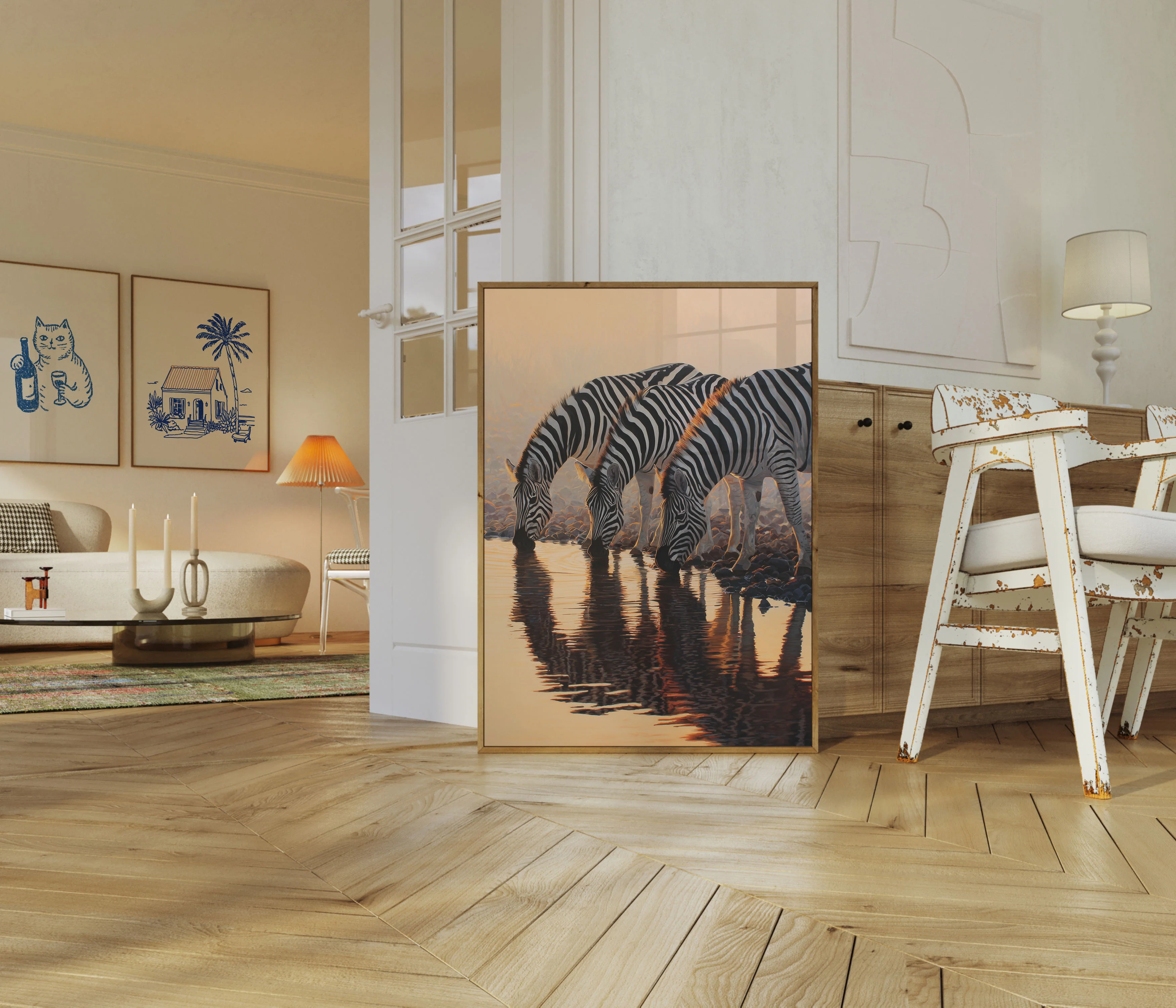 Zebras at Sunset Watering Hole Poster - Image 5