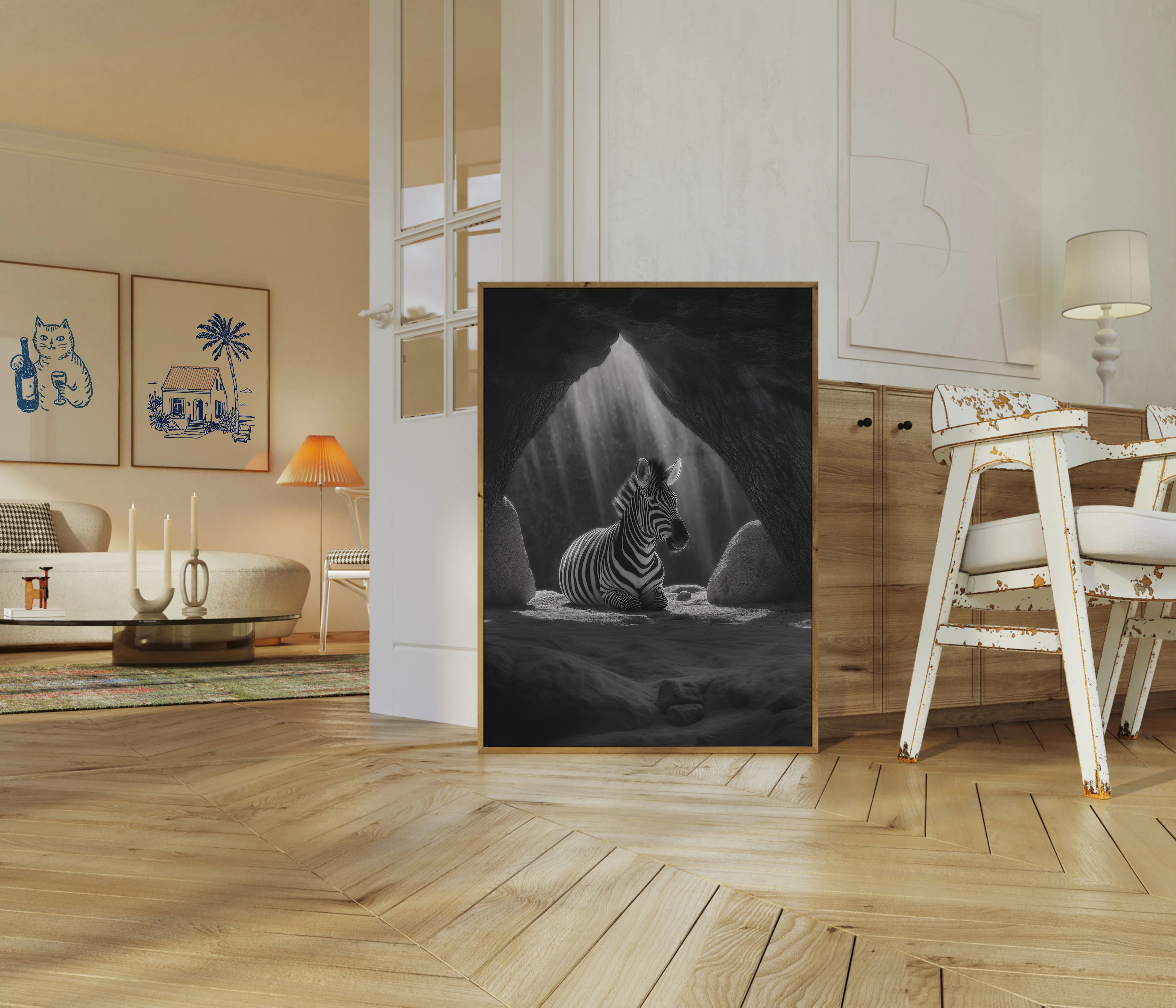 Zebra's Luminous Cave Sanctuary Poster - Image 4