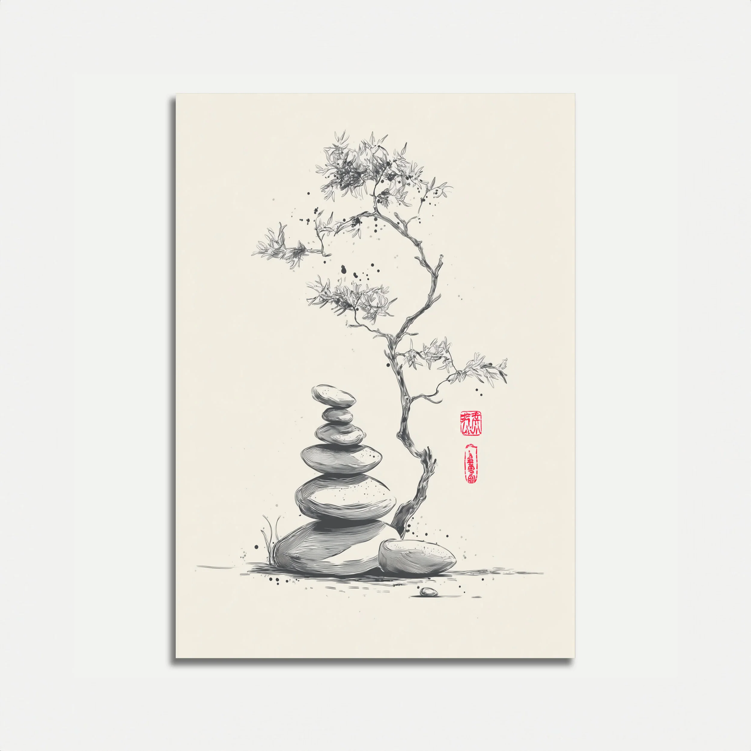 Zen Balance Nature Sketch Poster