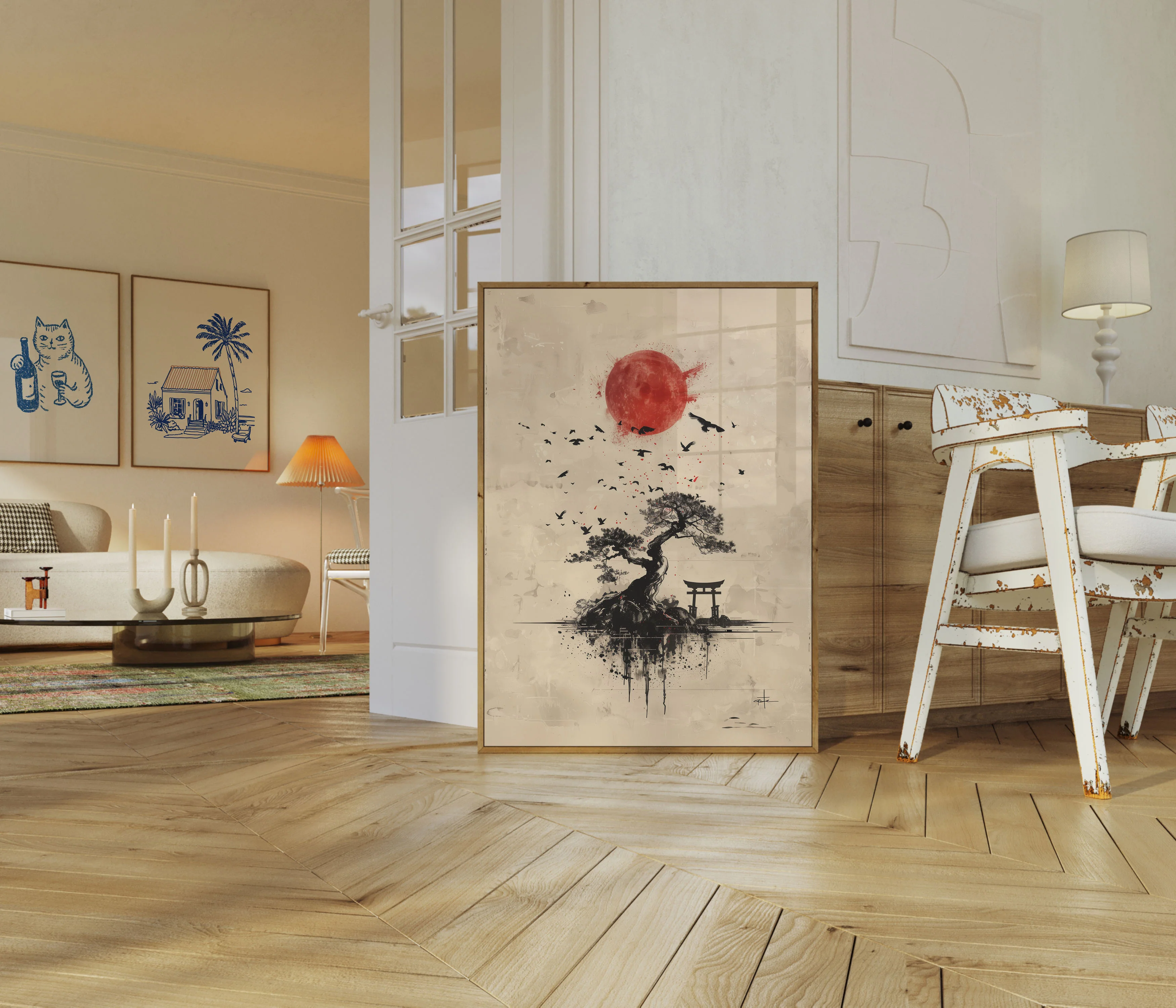 Zen Bonsai Sunrise Japanese Poster - Image 5