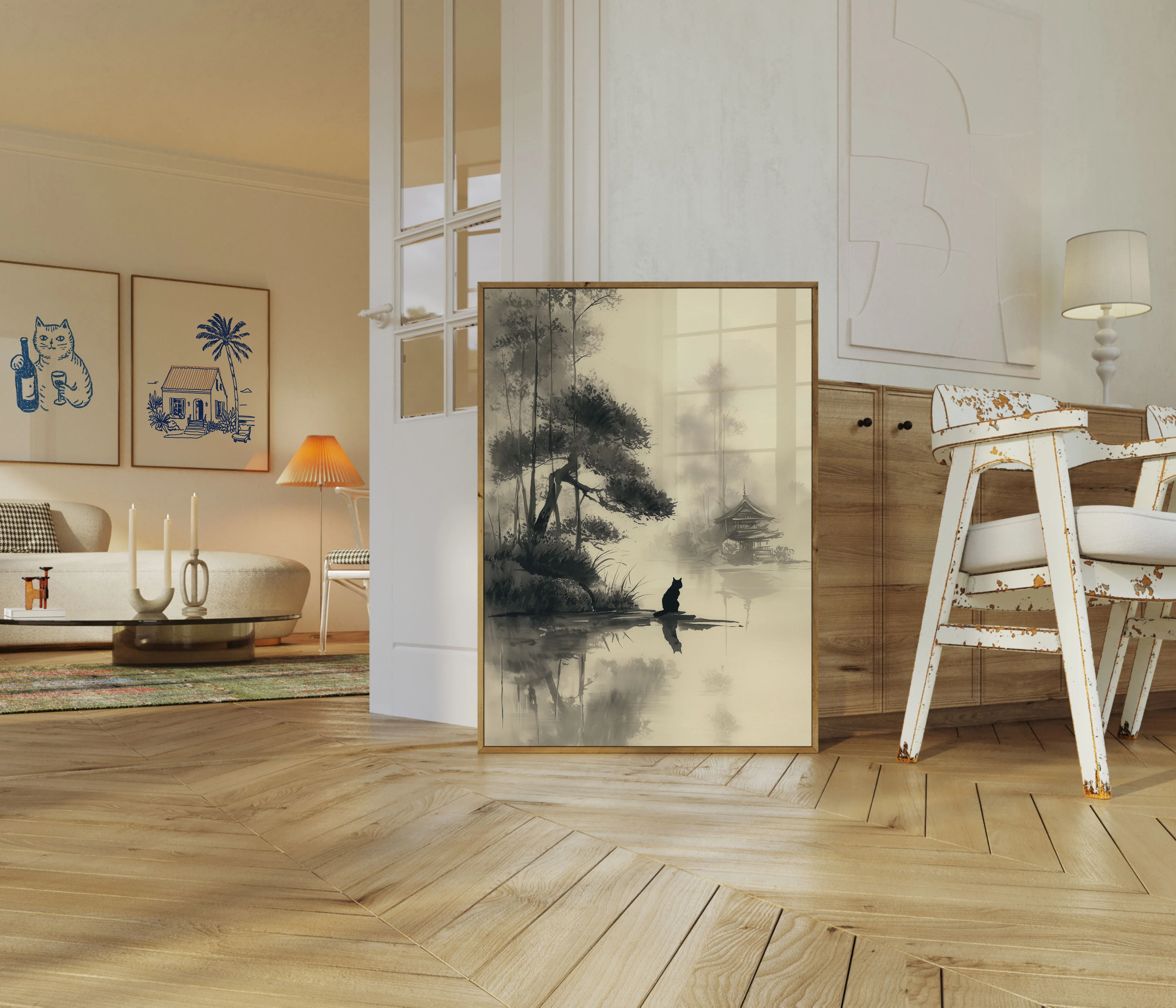 Zen Cat by the Pagoda Poster - Image 5