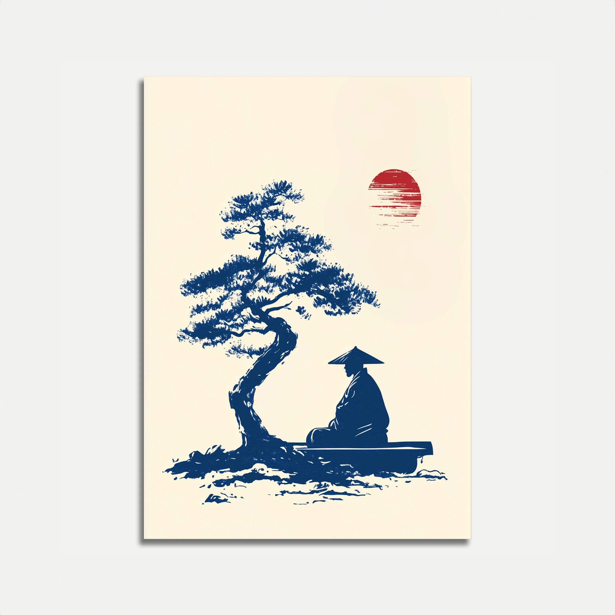 Zen Monk Bonsai Tree Poster